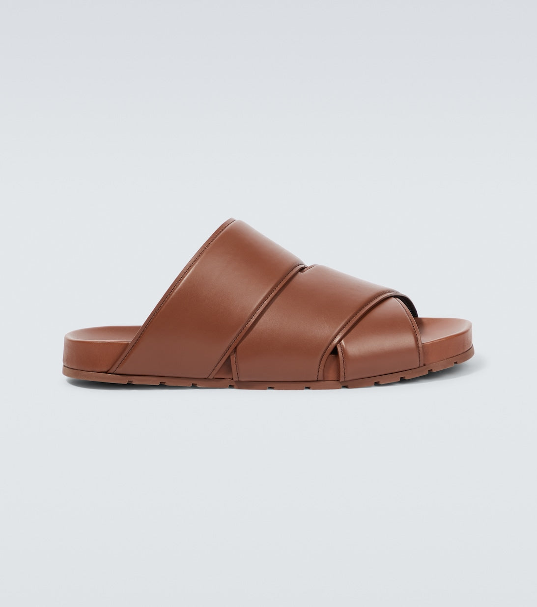 Bottega Veneta leather cross-strap sandals, brown