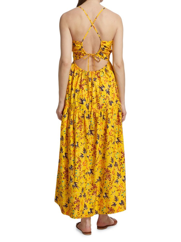 Arit maxi dress with floral print A., yellow