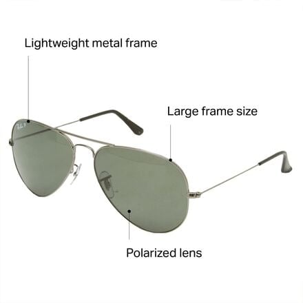 نظارات شمسية Ray-Ban Aviator كبيرة الحجم مستقطبة معدنية باللونين الأخضر المعدني/الكريستالي