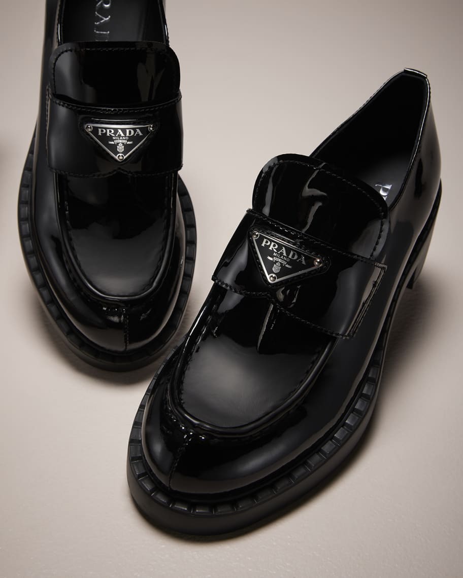 Prada Chocolate Patent Calfskin Loafers