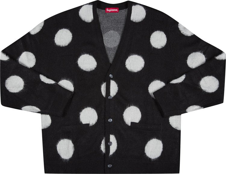 Supreme Brushed Polka Dot Cardigan 'Black', black