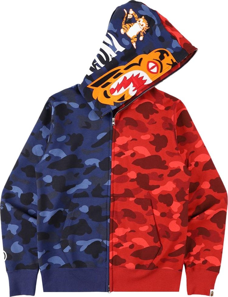 هودي بسحاب كامل من BAPE Color Camo Tiger Shark، أزرق داكن