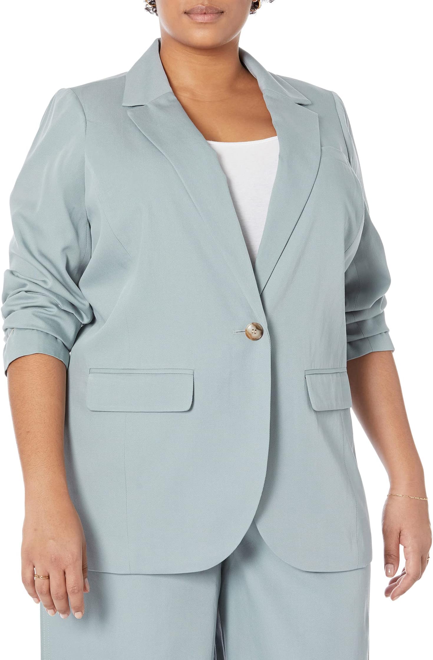 The Plus Larsen Madewell Drape Blazer in Overcast