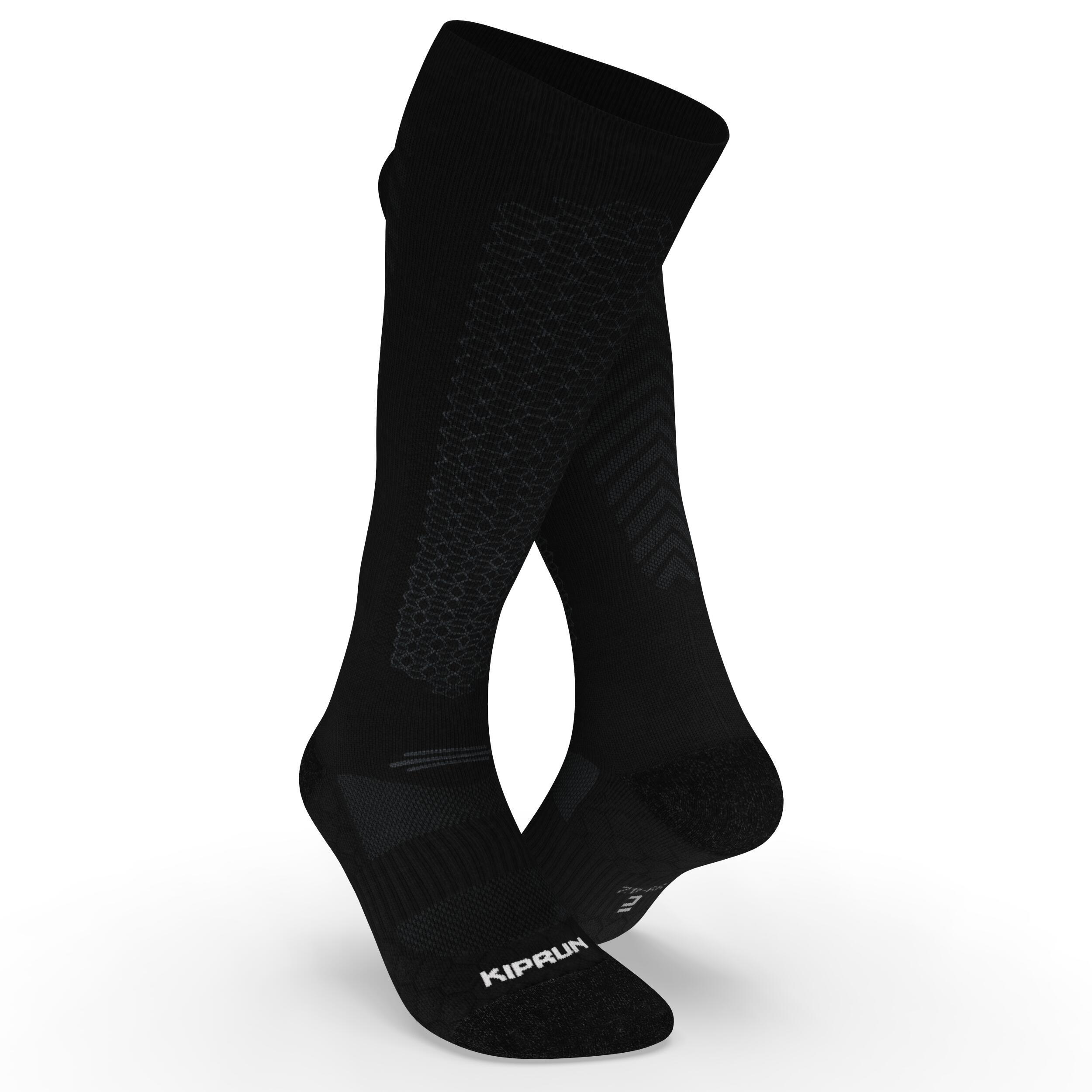 Merino wool running socks Run 900 black KIPRUN, black