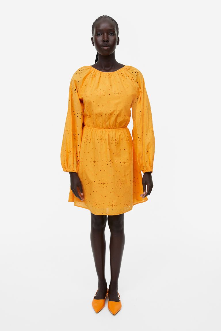 Dress with embroidered eyelets H&M, orange