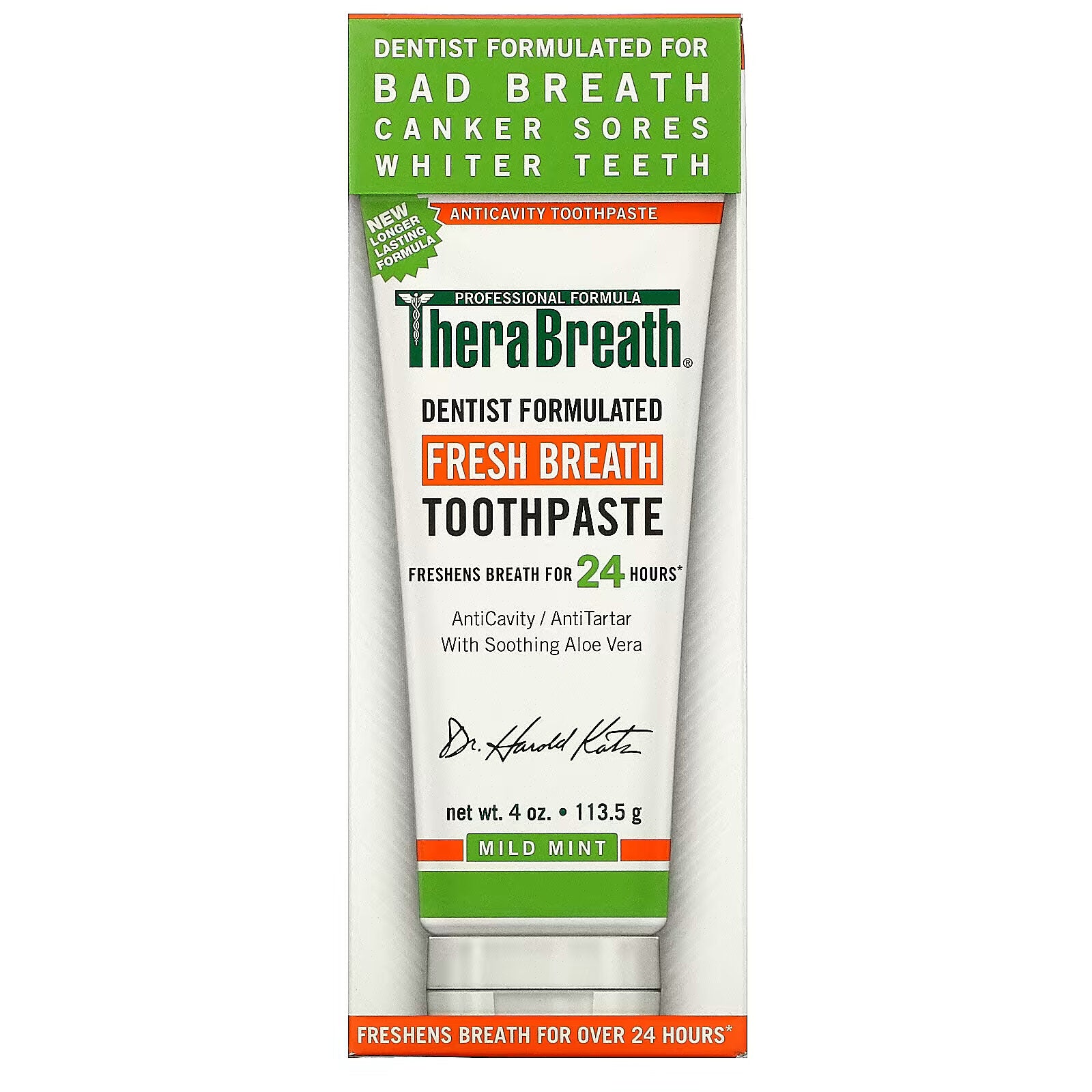 TheraBreath, Breath Freshening Toothpaste, Mild Mint, 4 oz (113.5 g)