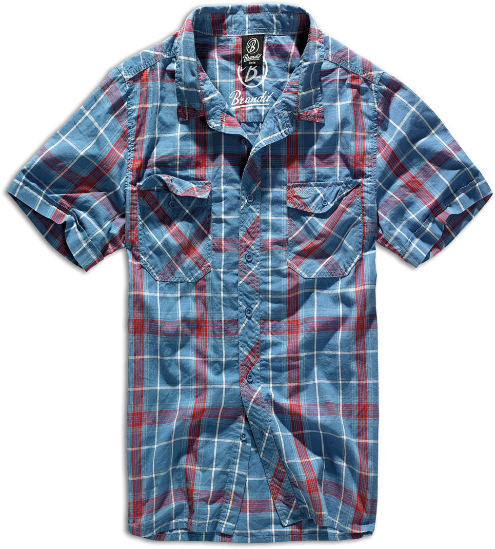 Brandit Roadstar Short Sleeve Shirt, Red/Blue