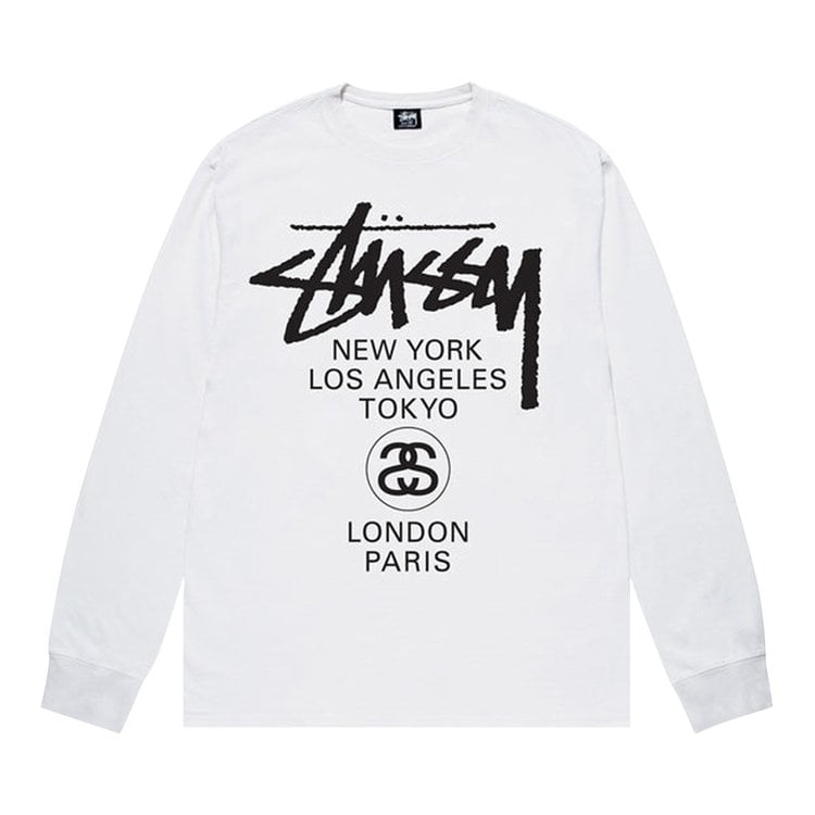 Stussy World Tour Long-Sleeve Tee 'White', white