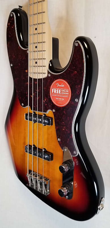 جيتار باس Squier Paranormal Jazz Bass '54، رقبة من خشب القيقب، Tortoiseboard، 3 Sunburst 377100500