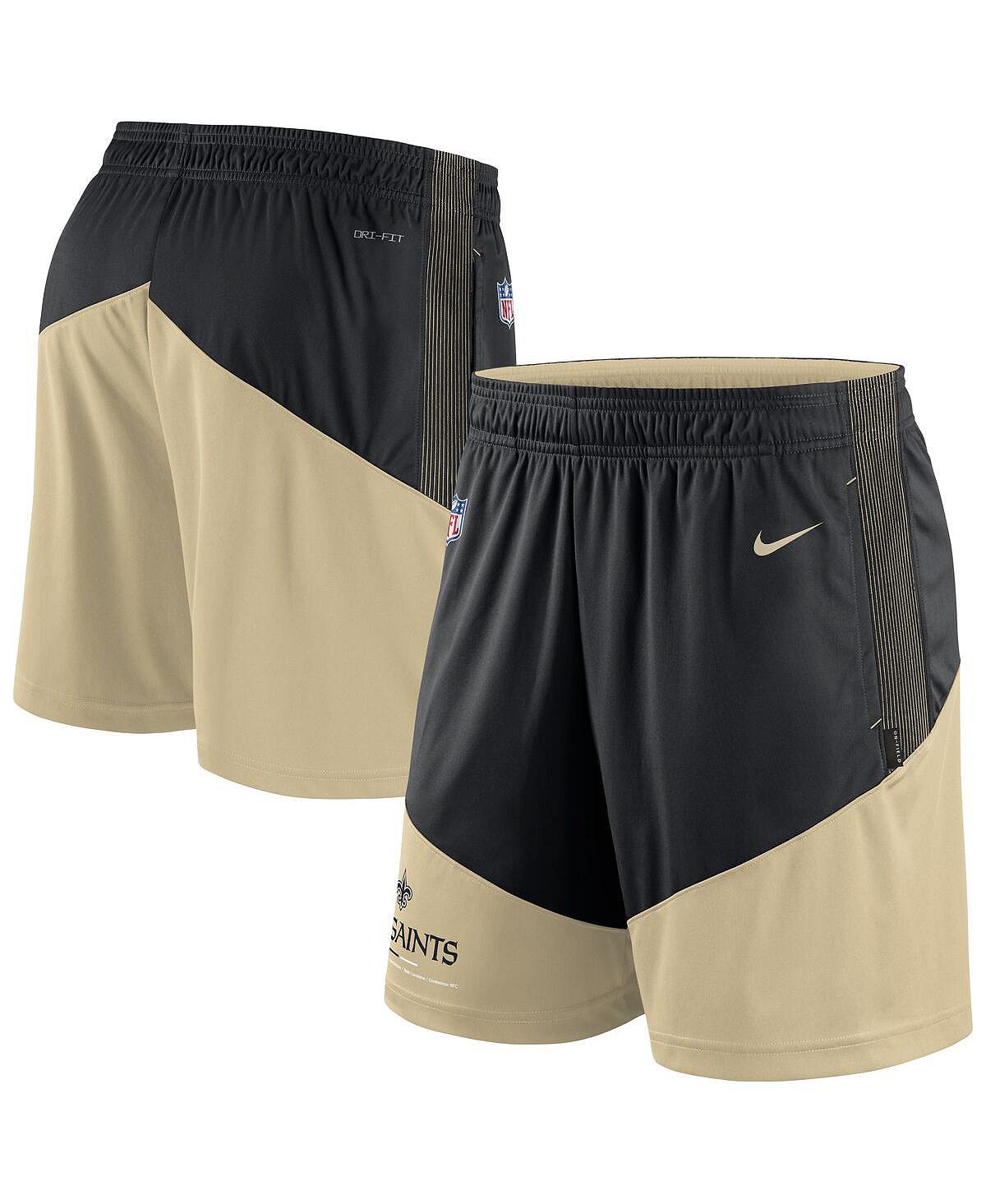 Nike Men's Black and Gold Sports Shorts New Orleans Saints Primary Lockup Multi