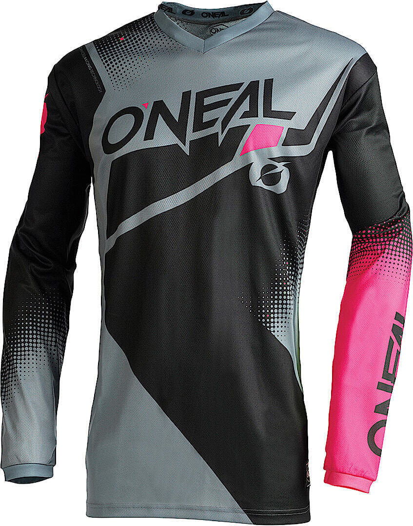 Oneal Element Racewear V.22 Women's Motocross Jersey, Grey/Black/Pink