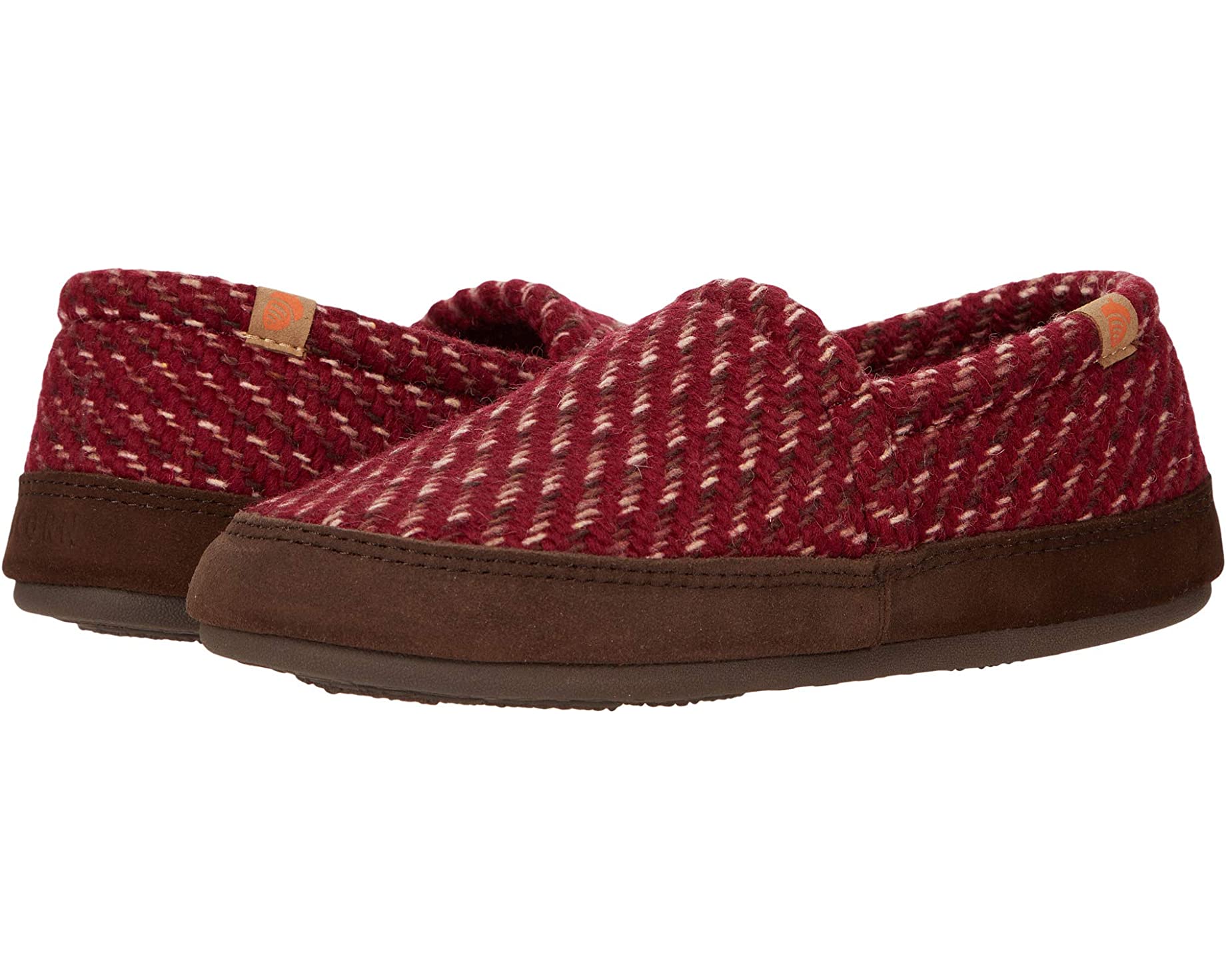 Acorn Moc Acorn Slippers in Garnet Woven Tweed