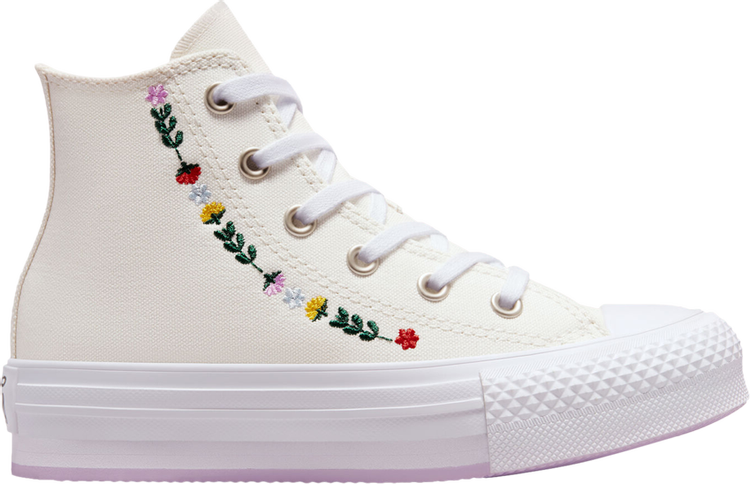 Sneakers Converse Chuck Taylor All Star EVA Lift Platform High PS Floral Embroidery, cream