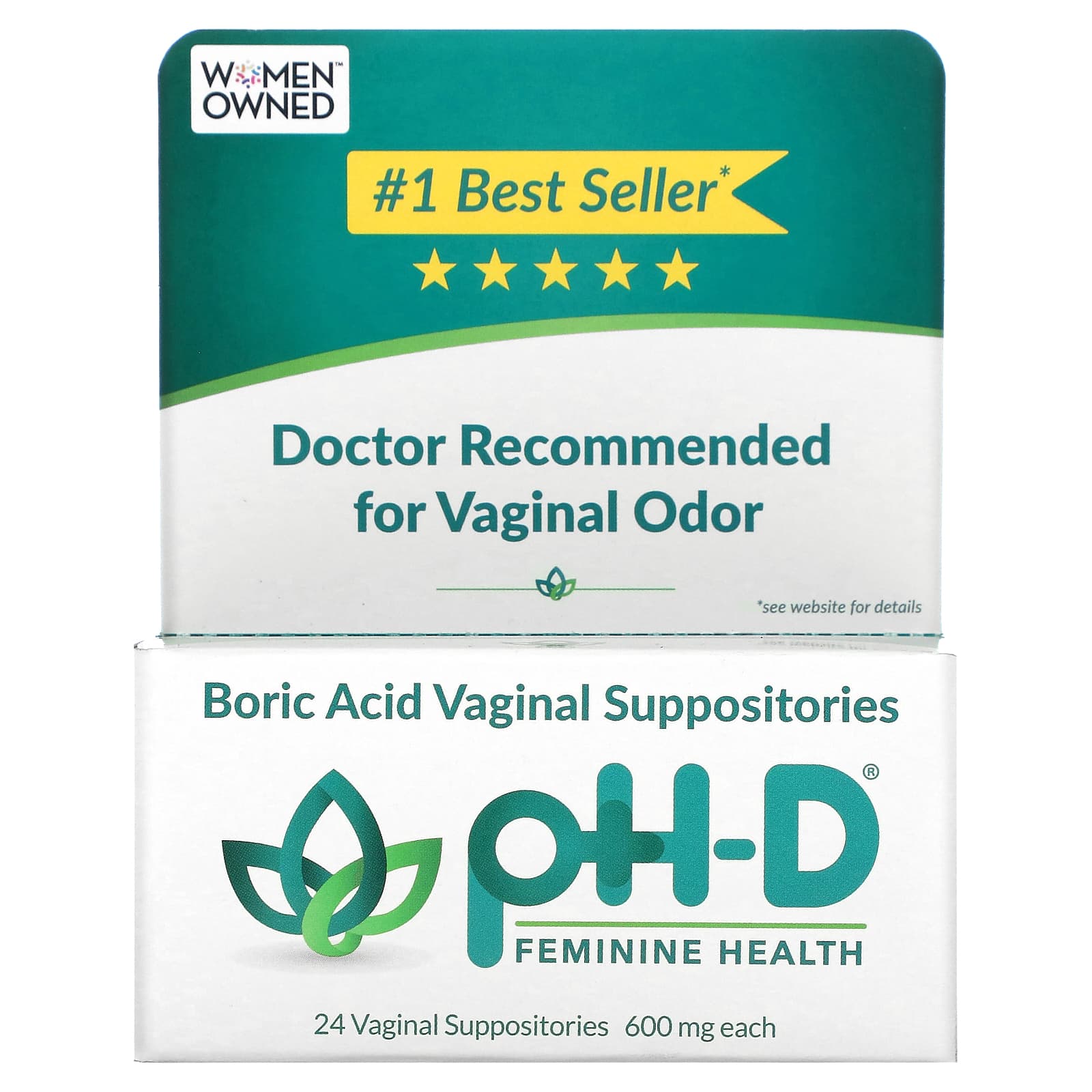 Feminine Health Vaginal Suppositories with boric acid, 24 suppositories