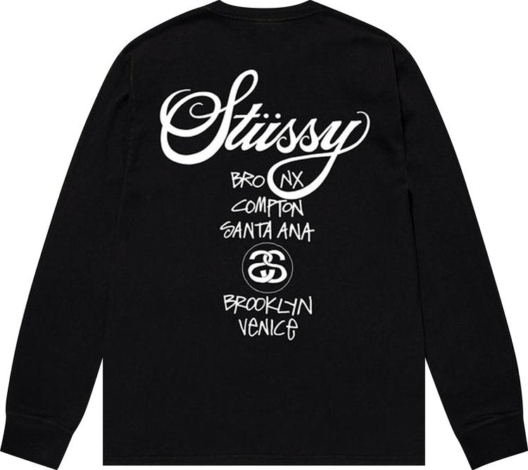 Stussy World Tour Long-Sleeve Tee 'Black', black