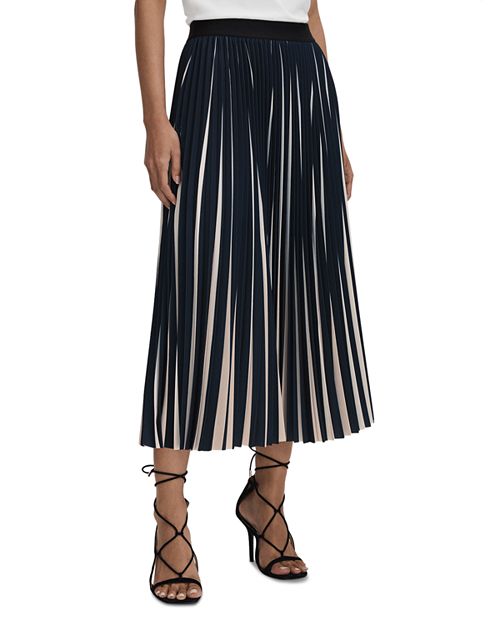 Saige REISS Striped Pleated Midi Skirt, Multi