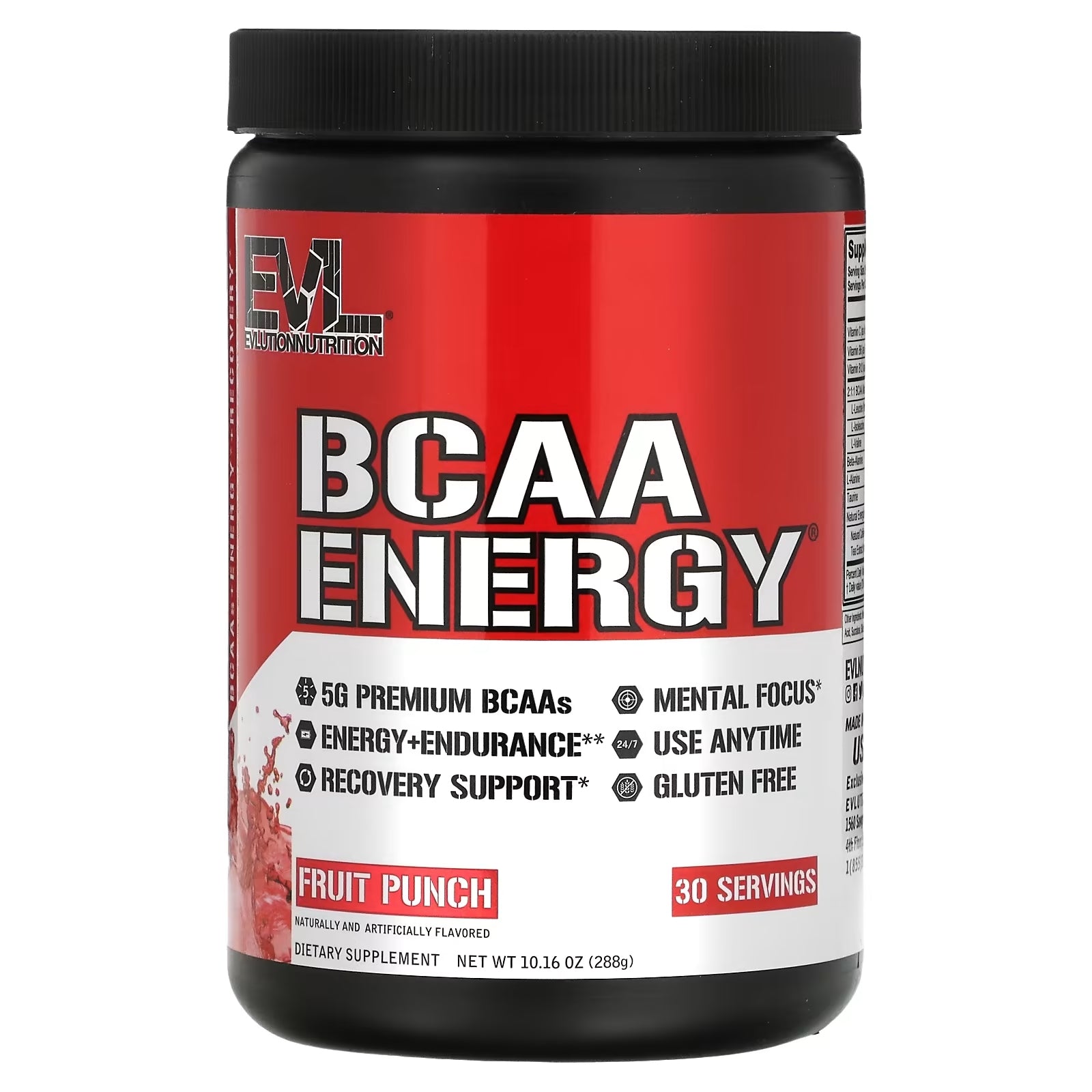 EVLution Nutrition BCAA Energy Drink Mix, Fruit Punch 288 g