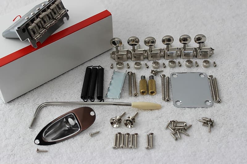 Fender American Standard USA New Chrome Stratocaster Hardware Set with Strat Tuners 007-5091-049 007-5091-000 American Standard Stratocaster Tremolo Bridge Assembly