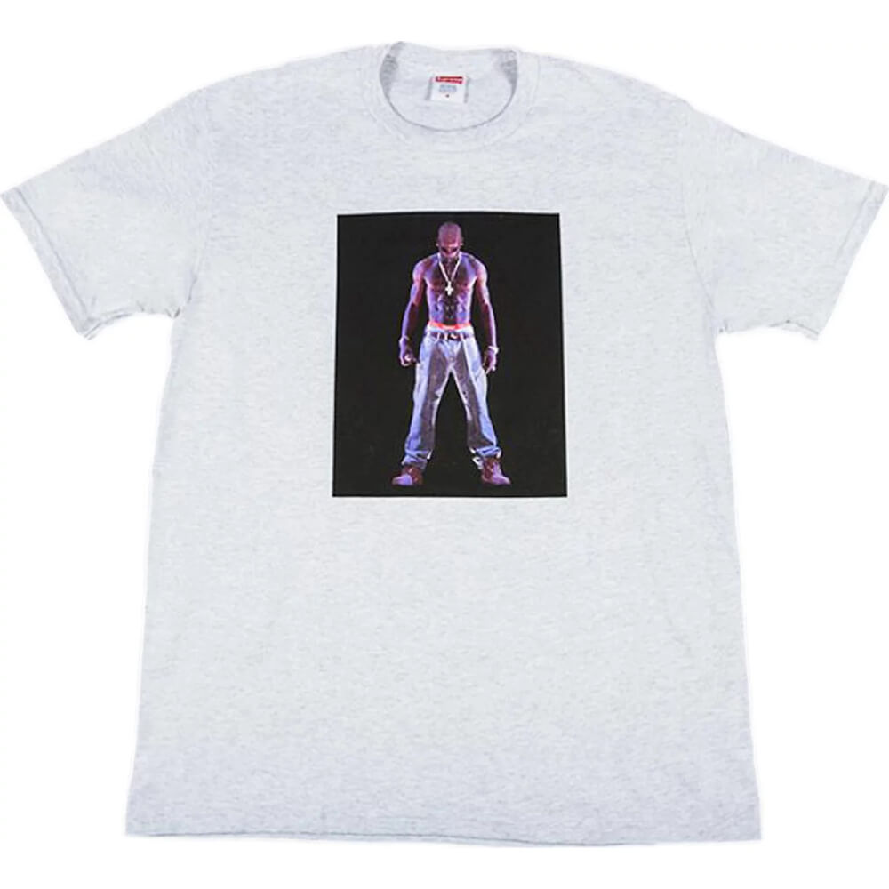 تي شيرت Supreme Tupac Hologram باللون الرمادي