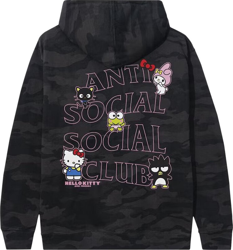 Anti Social Social Club x Hello Kitty And Friends Hoodie 'Black Camo', black