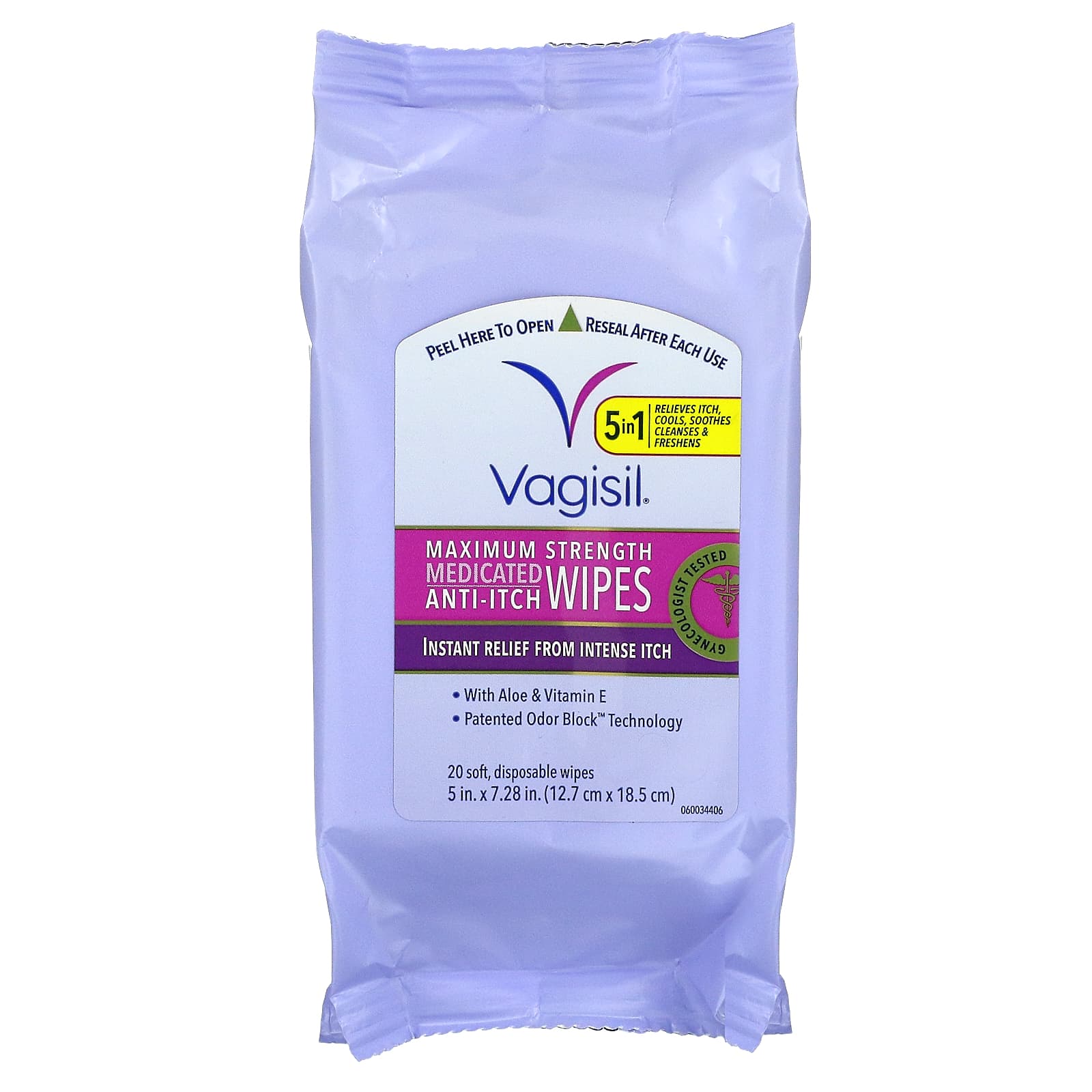 Vagisil Anti-Itch Medication Wipes, 20 Soft Disposable Wipes