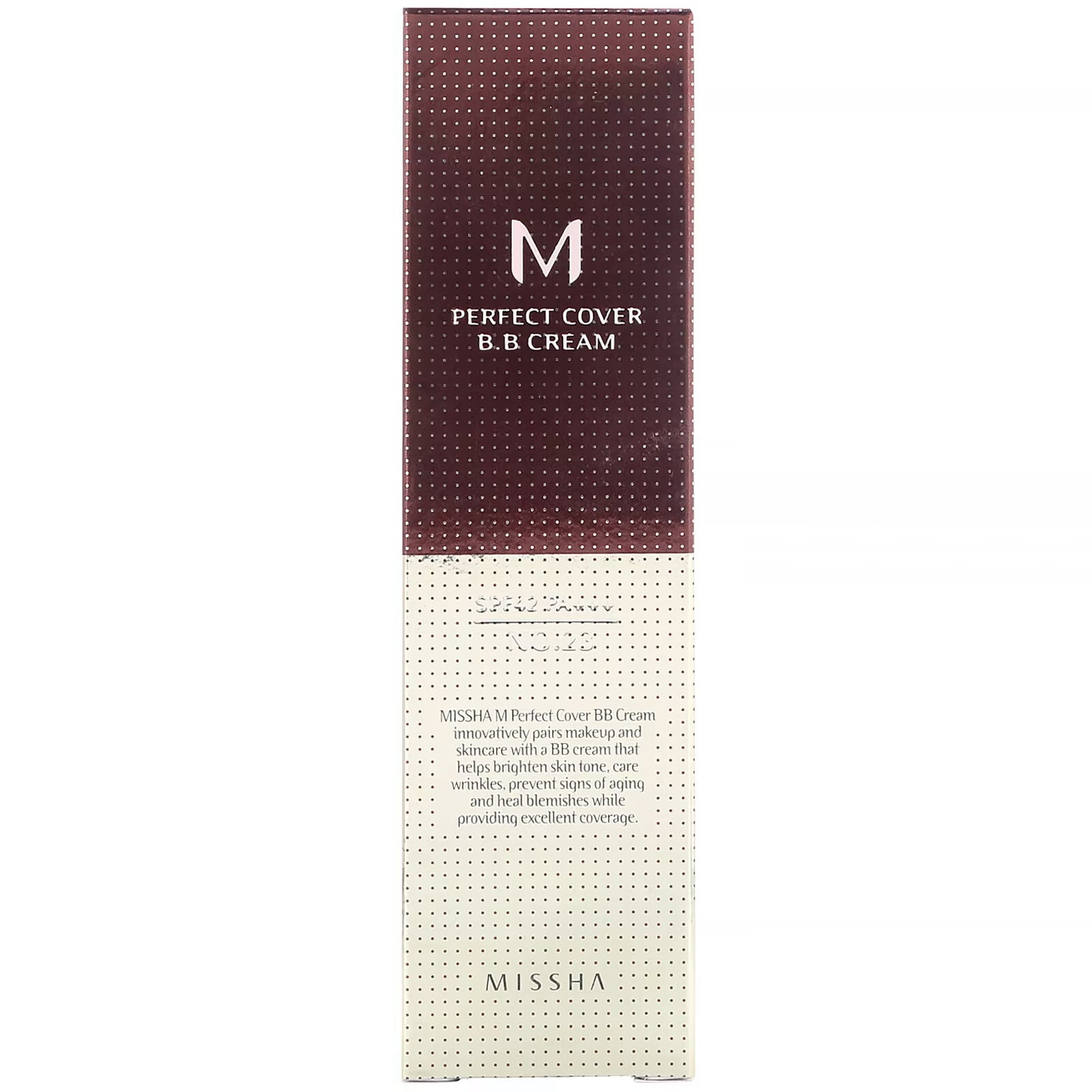 BB cream Missha M Perfect Cover SPF 42 PA shade No. 23 natural beige, 50 ml