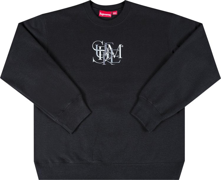 Supreme Overlap Crewneck 'Black' Sweatshirt, Black