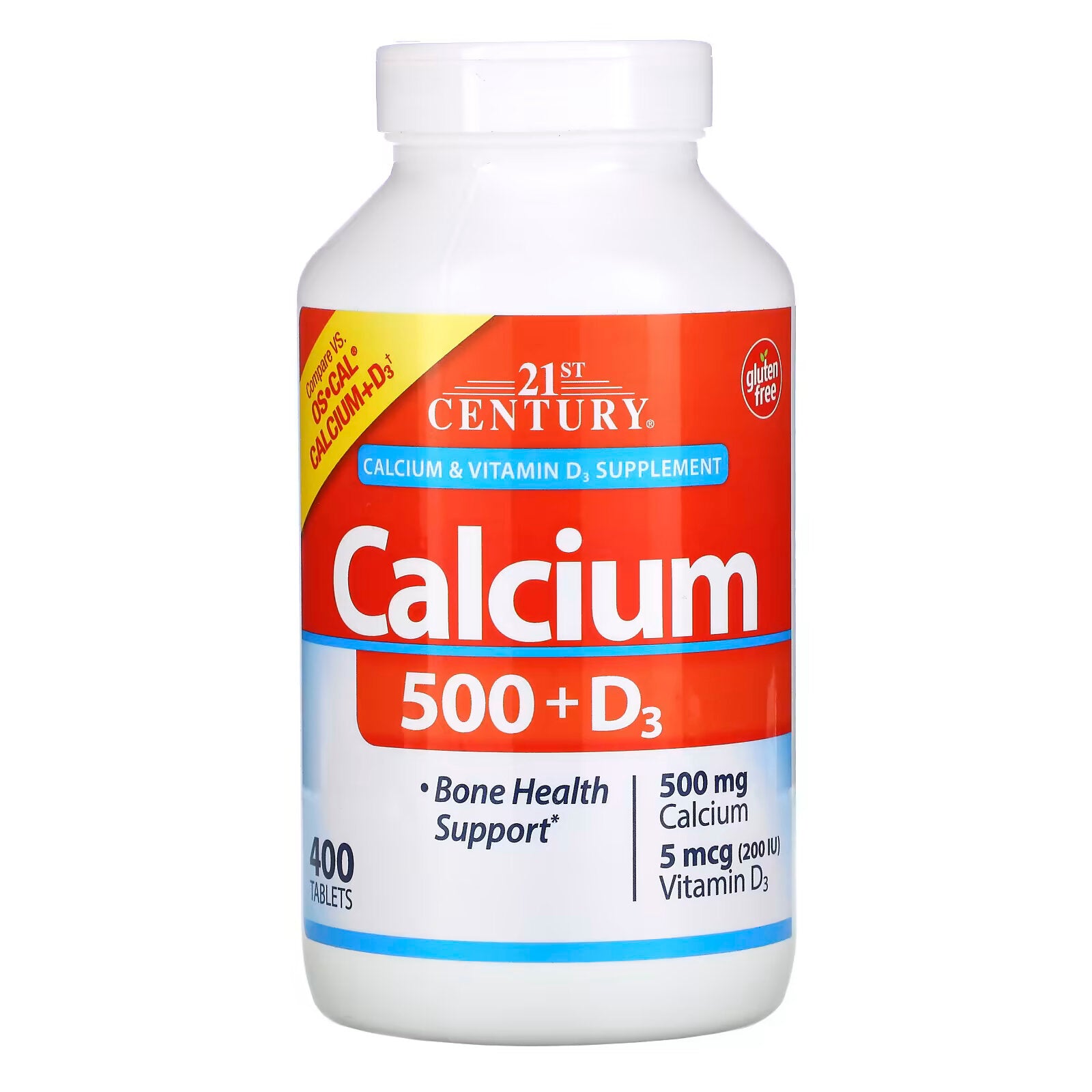 21st Century, Calcium 500 and Vitamin D3, 5 mcg (200 IU), 400 tablets