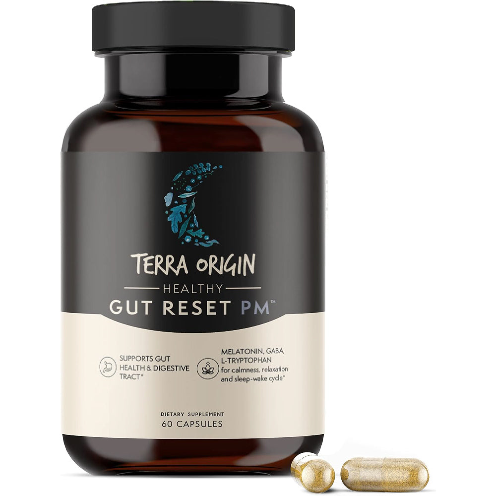 Melatonin + L-Glutamine Terra Origin Supports Gut Health and Relaxation + Sleep-Wake Cycle, 60 Vegetarian Capsules