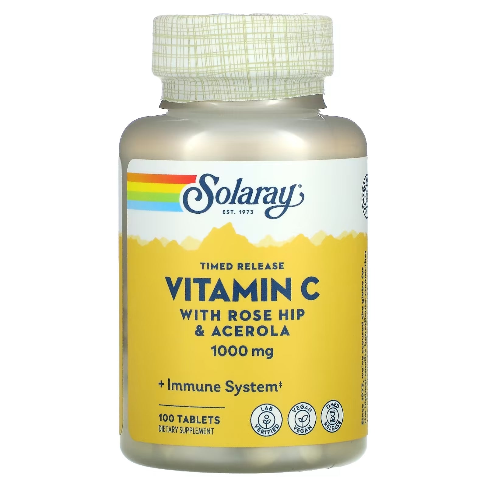 Solaray vitamin C slow release rosehip and acerola 1000 mg, 100 tablets