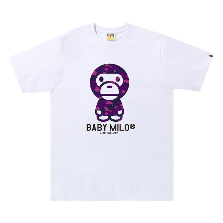 تي شيرت Baby Milo من BAPE Color Camo باللون الأبيض/الأرجواني، باللون الأبيض