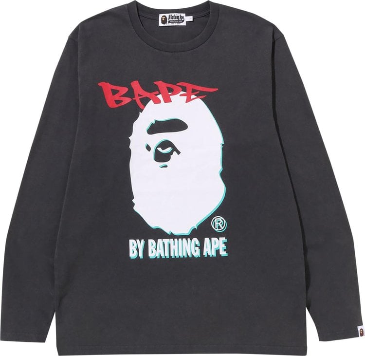 تي شيرت BAPE Double Print بأكمام طويلة "أسود"، أسود