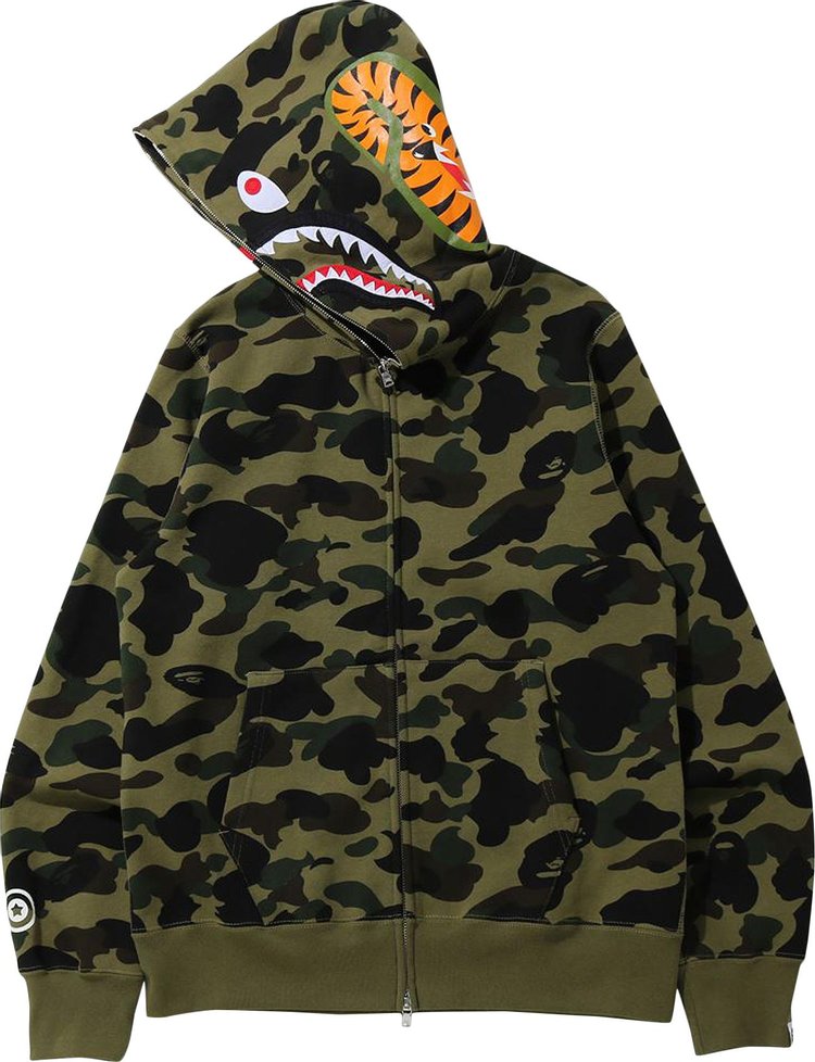 BAPE 1st Camo Shark Full Zip Hoodie 'Green', Green