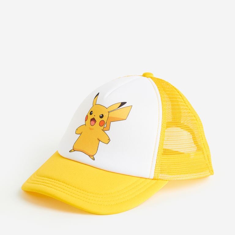 H&M x Pikachu Printed Cap, Yellow/White