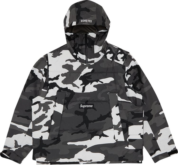 سترة Supreme 2-In-1 GORE-TEX Shell + Windstopper "Snow Camo"، باللون الرمادي