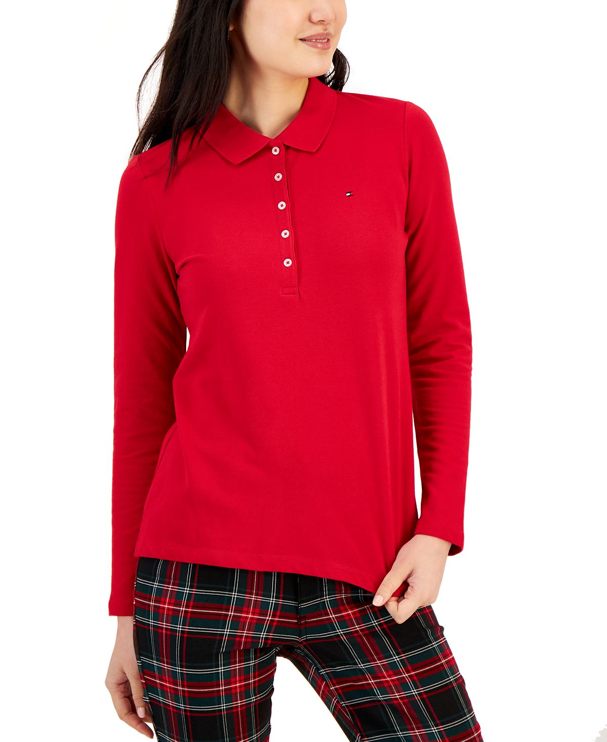 Tommy Hilfiger Women's Long Sleeve Logo Polo Shirt Multi