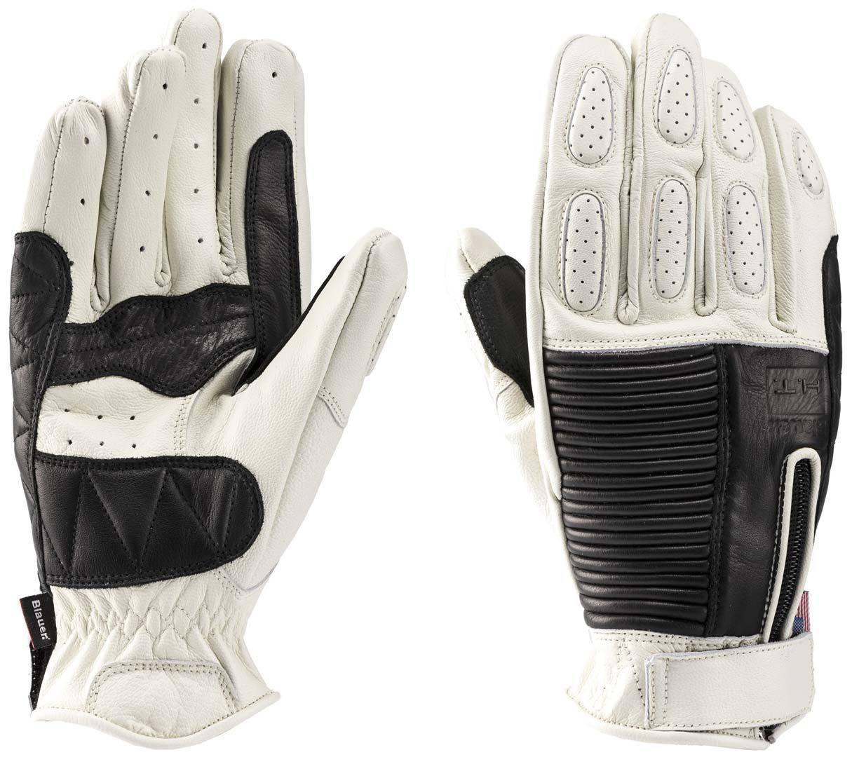 Blauer Banner Motorcycle Gloves with Pre-Curved Ergonomic Fit , white/black