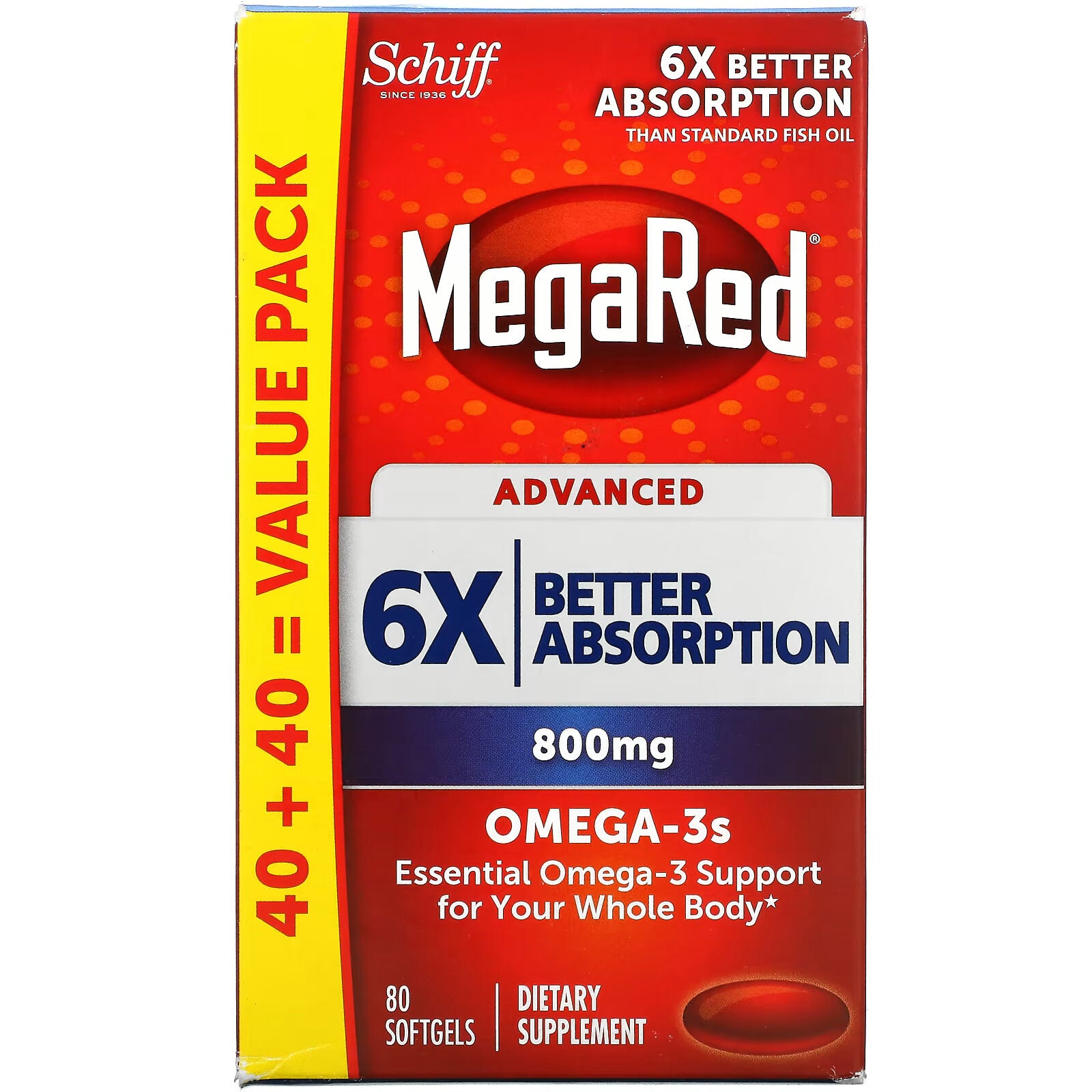 Schiff, MegaRed, Superior, 800 mg, 80 Softgels