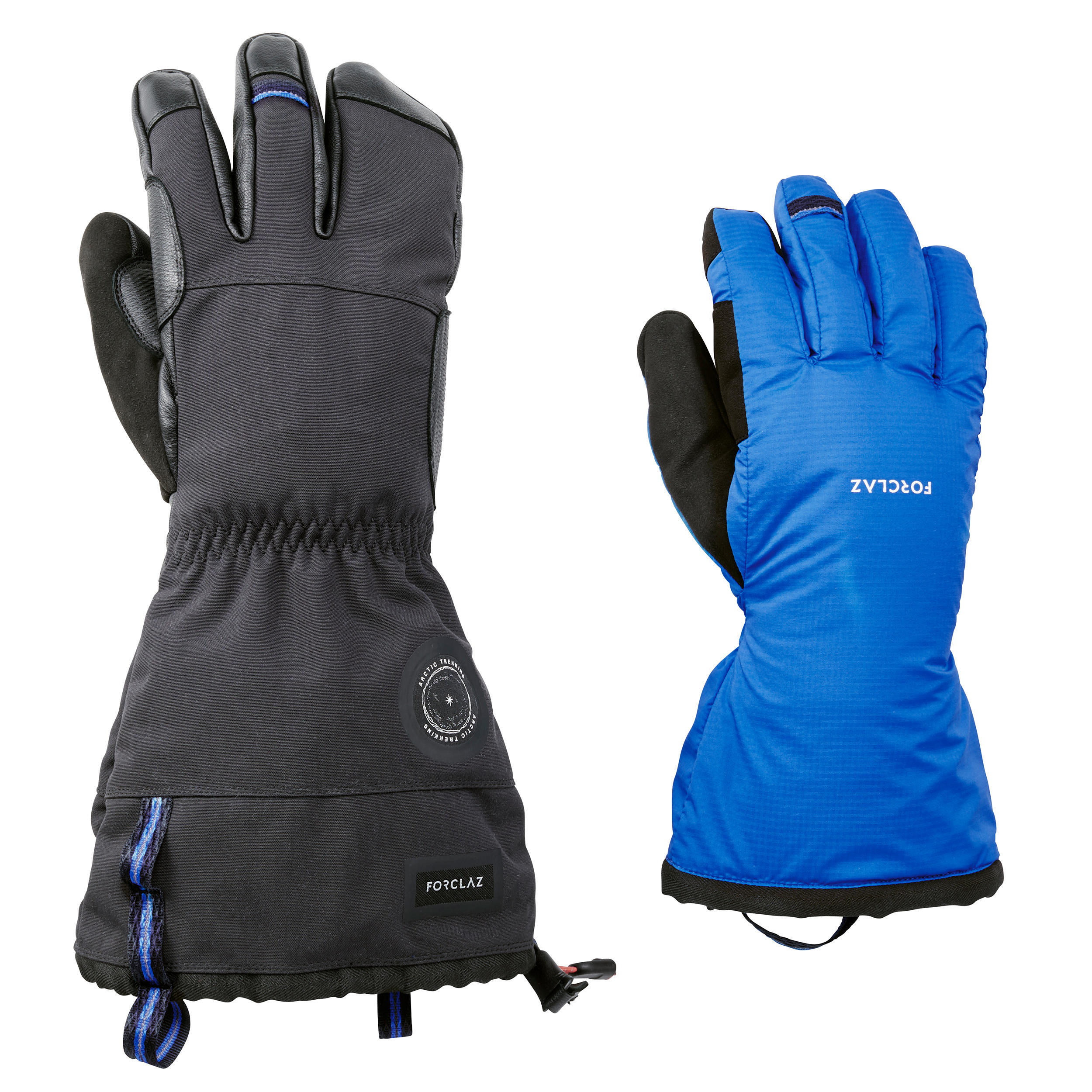 2 in 1 warm hiking gloves Forclaz Arctic 900, black/blue