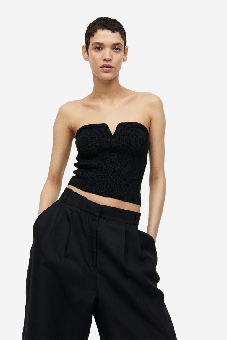 H&M Textured Knit Tube Top, Black