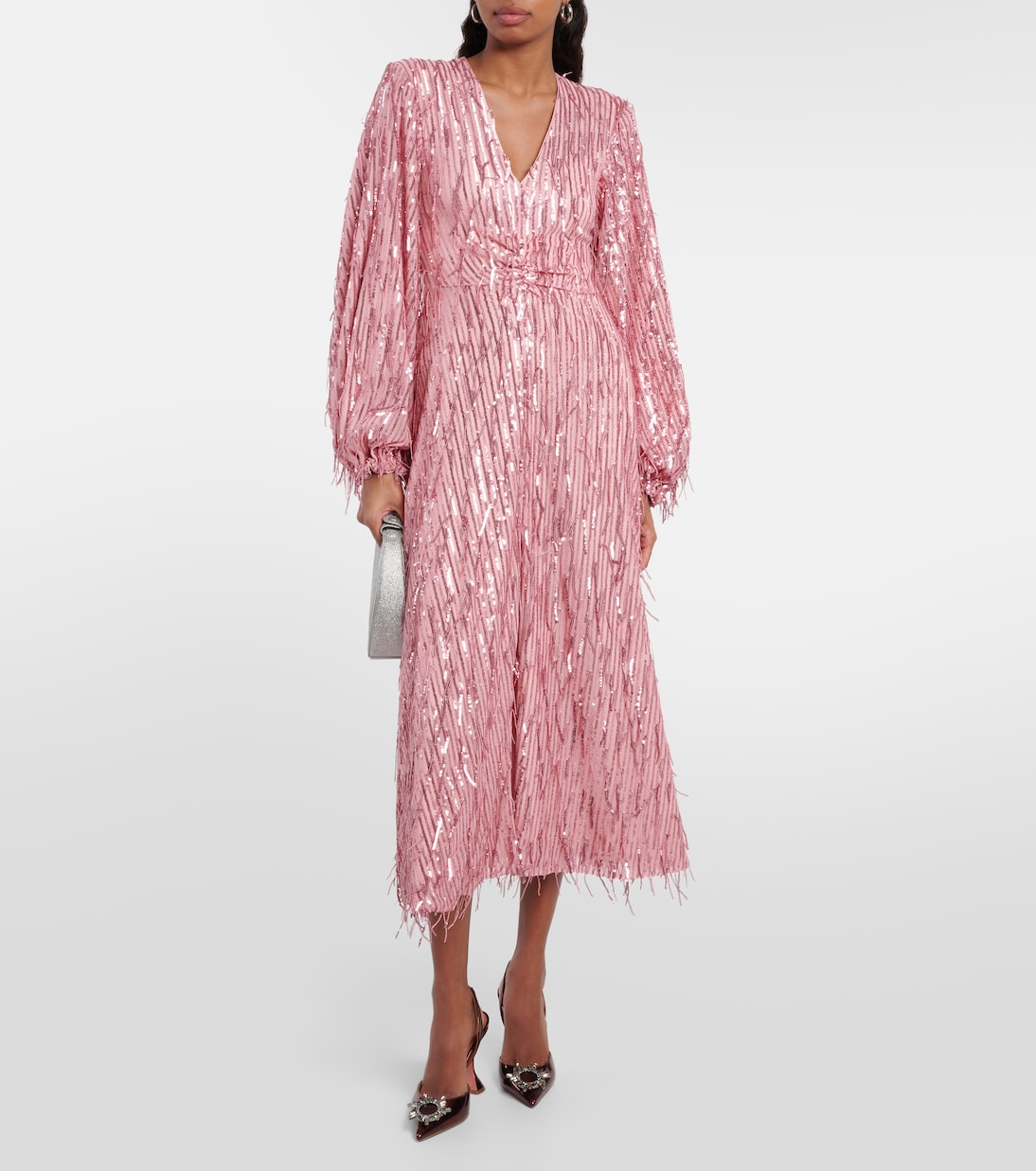 Rotate Birger Christensen sequin midi dress, pink