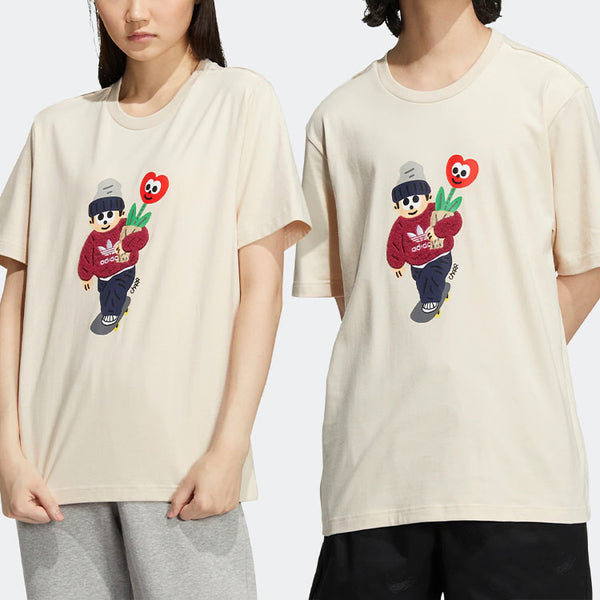 تي شيرت Adidas Originals x Charr Morita Crossover Valentine's Day Tee 'Cream White'، باللون الأبيض