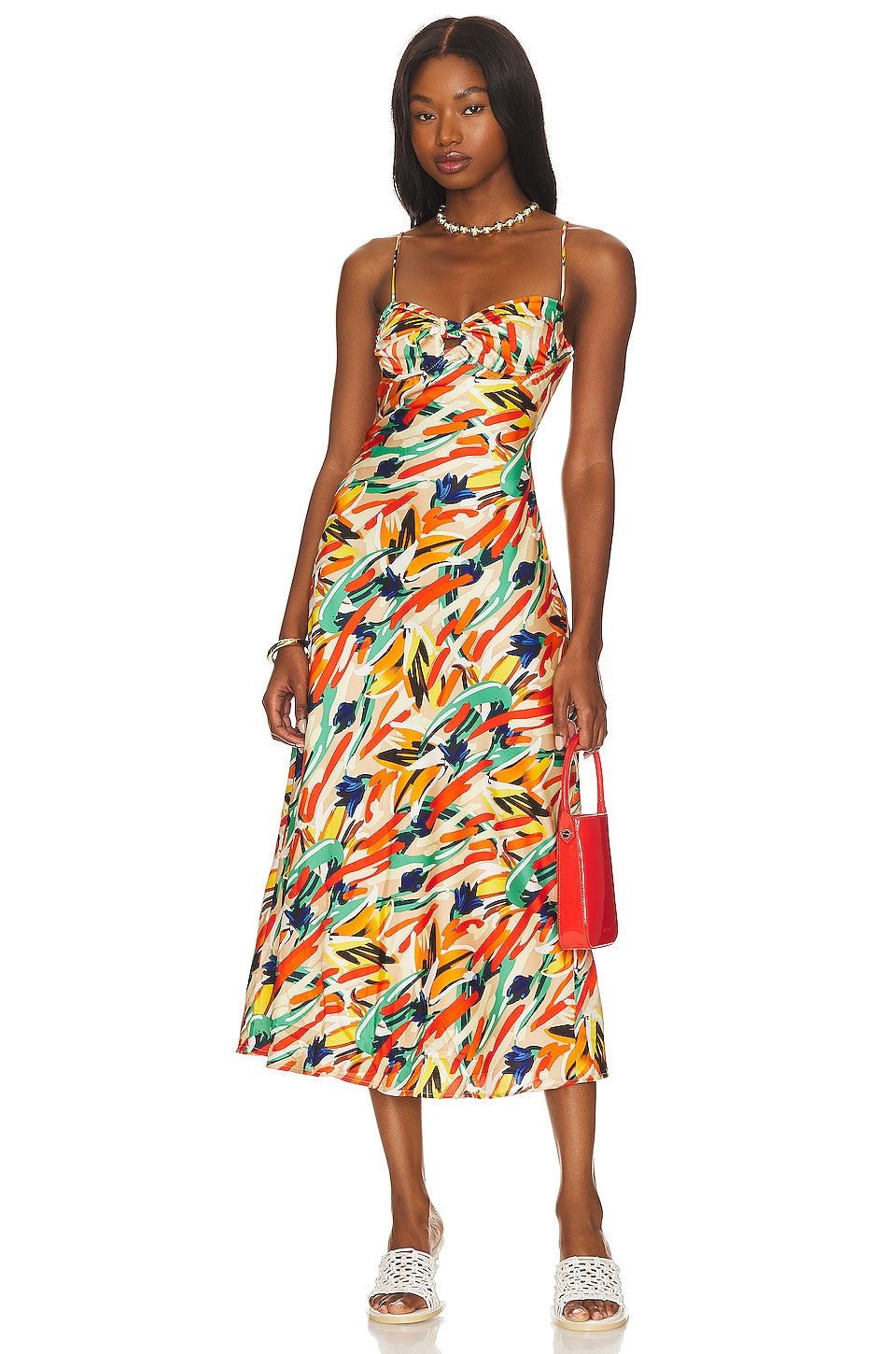 ASTR the Label Mariela Dress, Orange & Green Multi