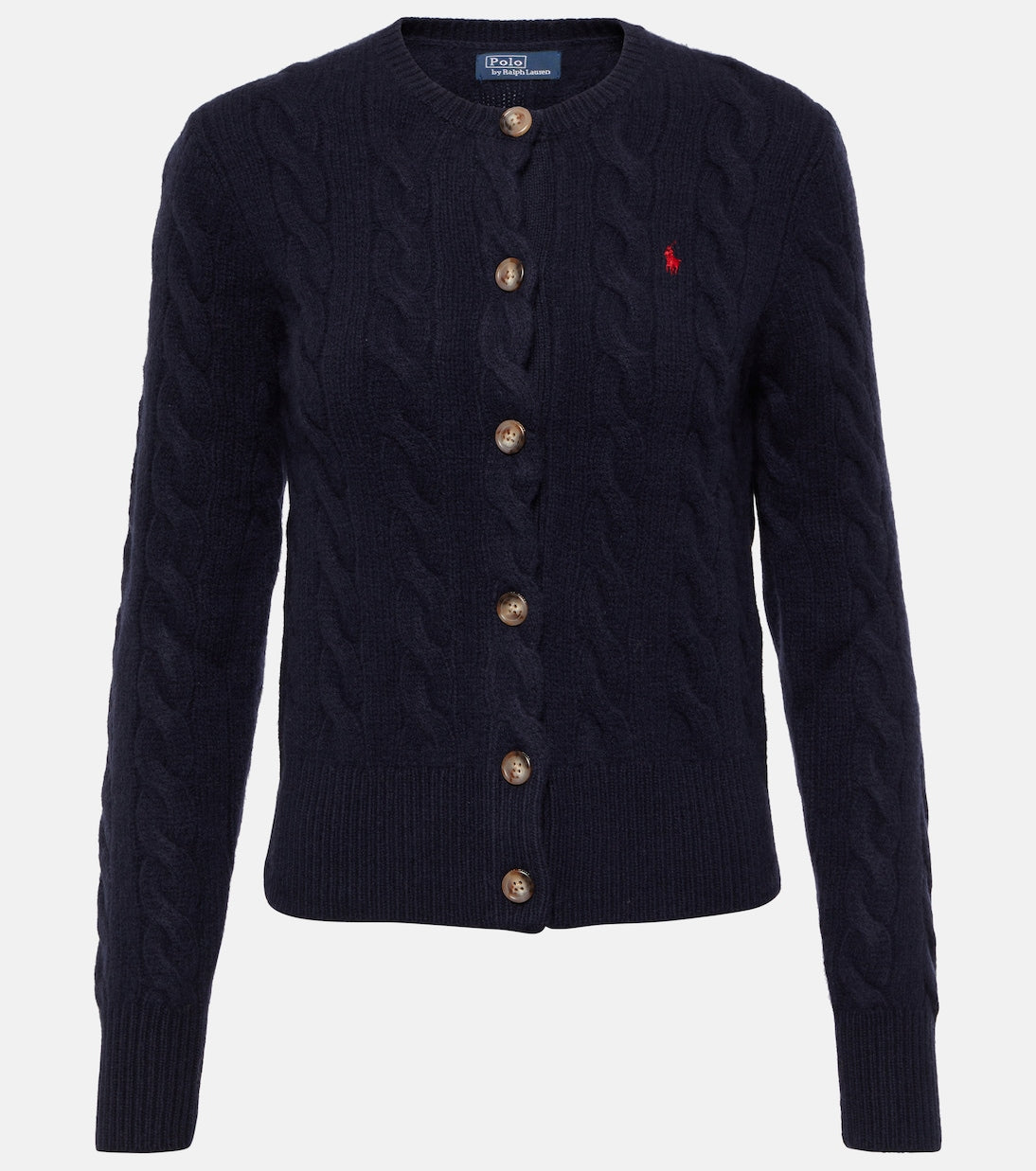 Polo Ralph Lauren cable knit cardigan in wool and cashmere, blue