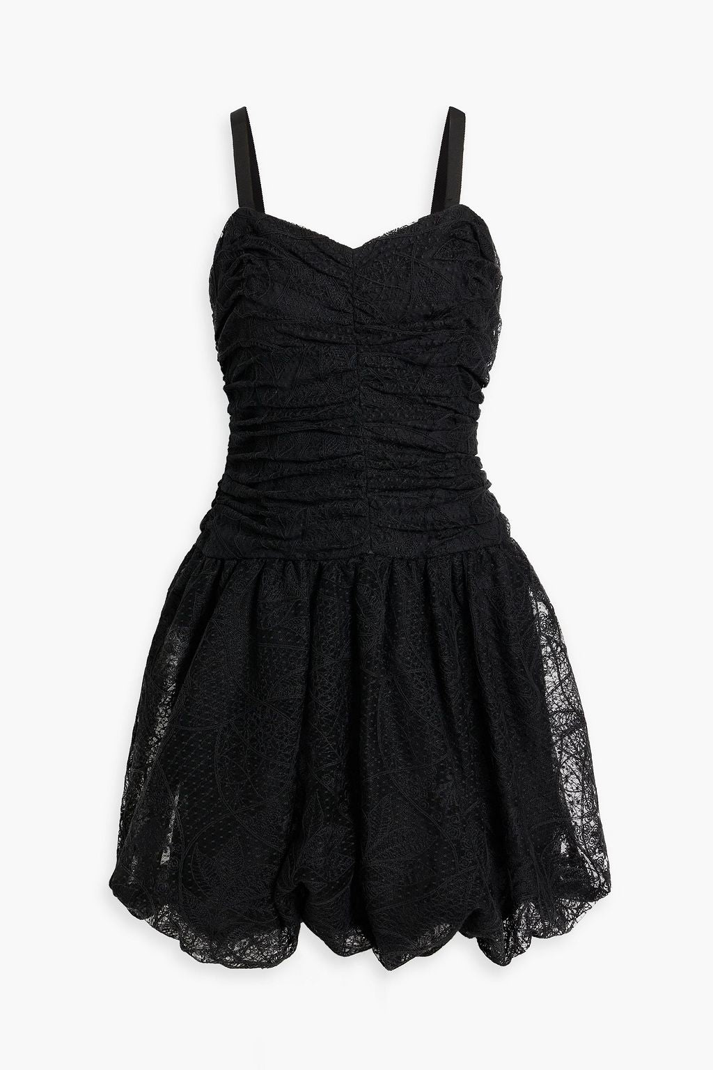 ANNA SUI ruched lace mini dress, black