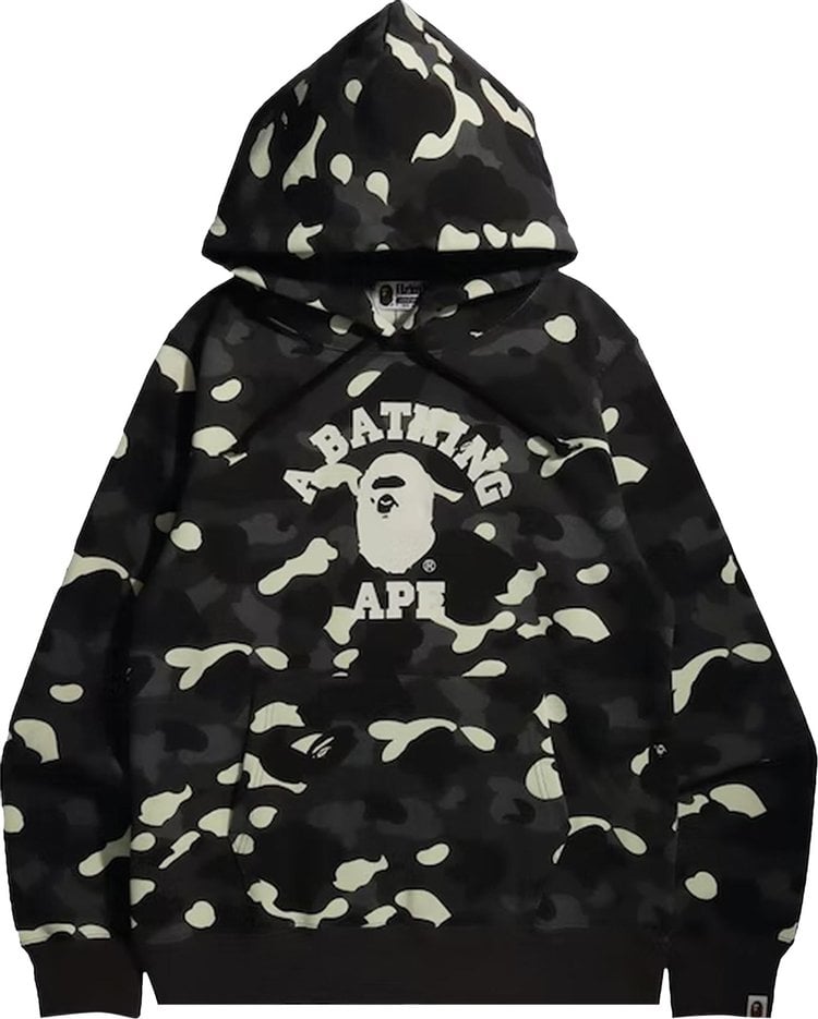 بلوزة بغطاء رأس من BAPE City Camo College حصرية عبر الإنترنت باللون الأسود