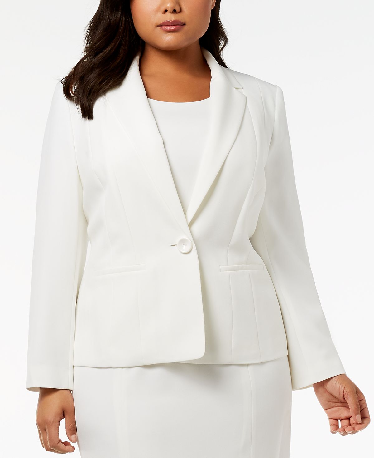 Plus size Kasper one button crepe blazer