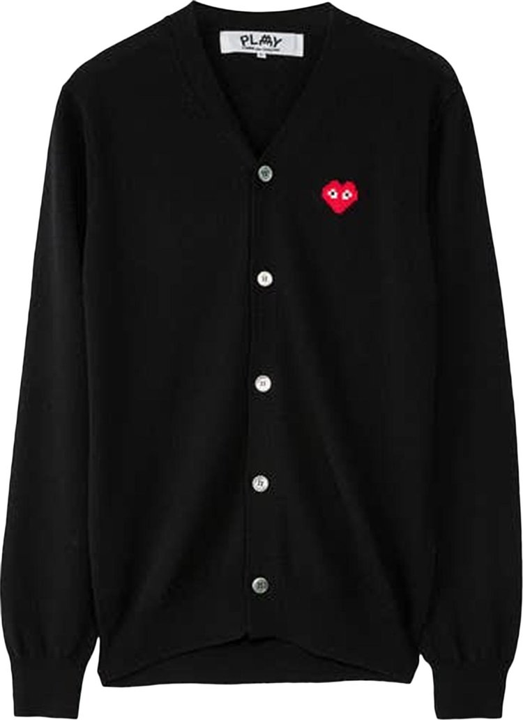 كارديجان Comme des Garçons PLAY x Invader Pixelated Heart Cardigan "Black"، أسود