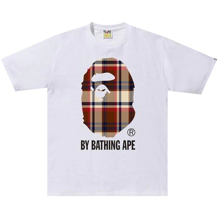 تي شيرت BAPE Check By Bathing Ape باللون الأبيض/الأحمر