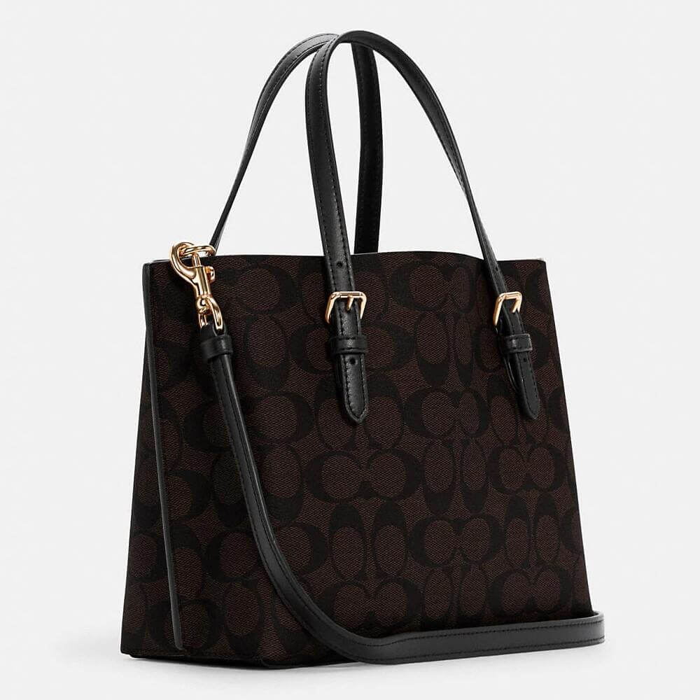 Coach Outlet Mollie Tote 25 in Signature Canvas, Dark Brown/Black